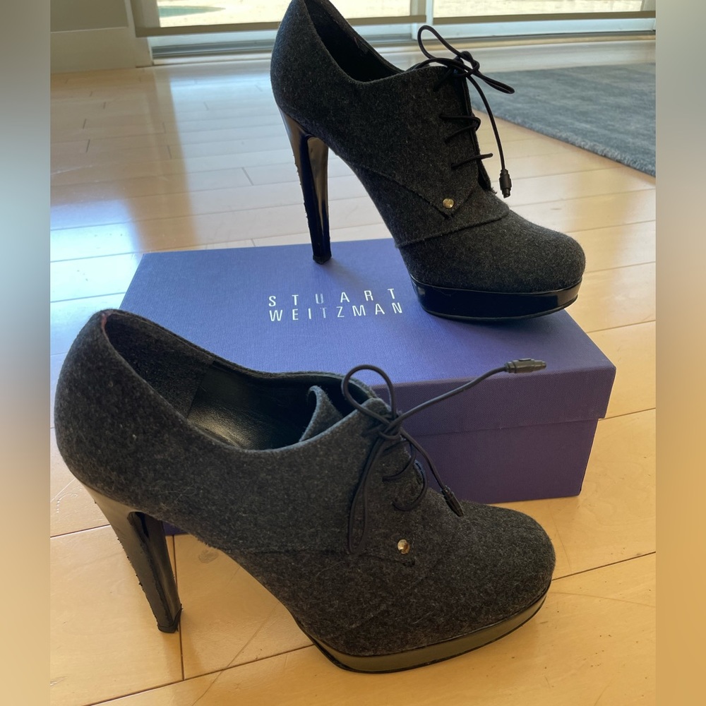 Stuart Weitzman Gray Flannel Closed Toe Stiletto … - image 3